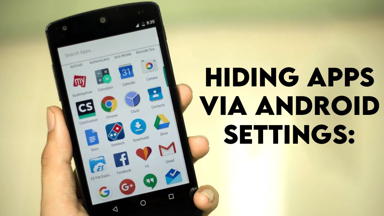 Hiding apps via Android settings: